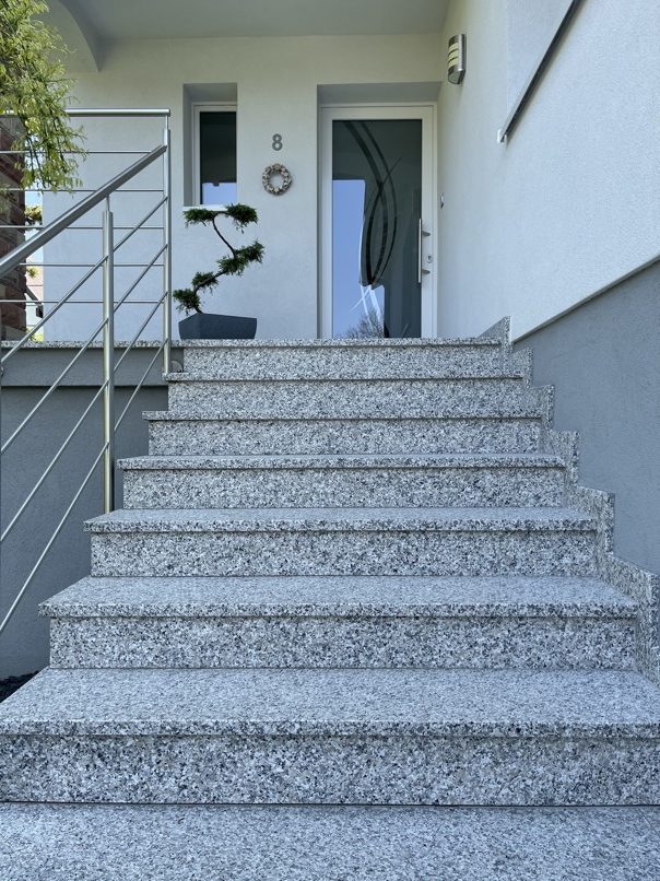 escalier granit blanc sarde extérieur
