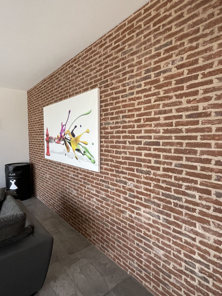 Mur en briques brutes - Maison neuve Weyersheim